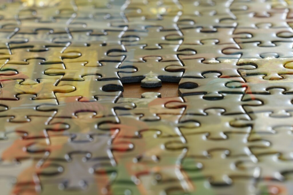 a close up view of a puzzle piece